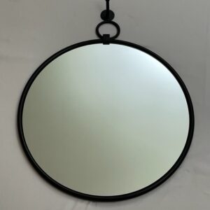 MIRROR ROUND WITH HOOK MAT BLACK