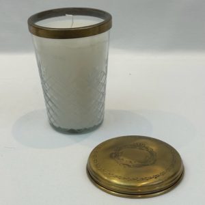 CANDLE JAR GLASS ANTIQUE BRASS LARGE (N184)